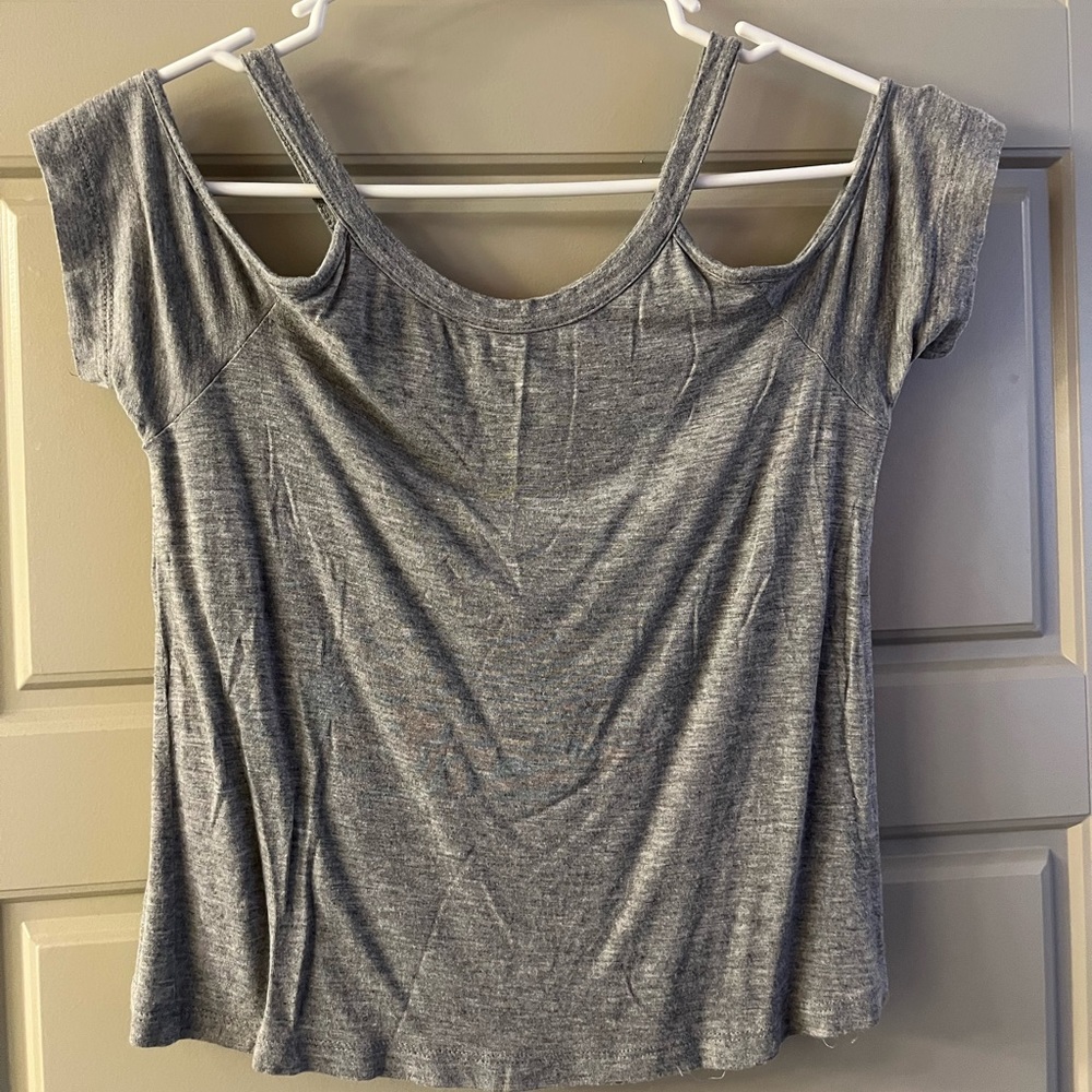 Grey off the shoulder short sleeve, extra small, slightly worn